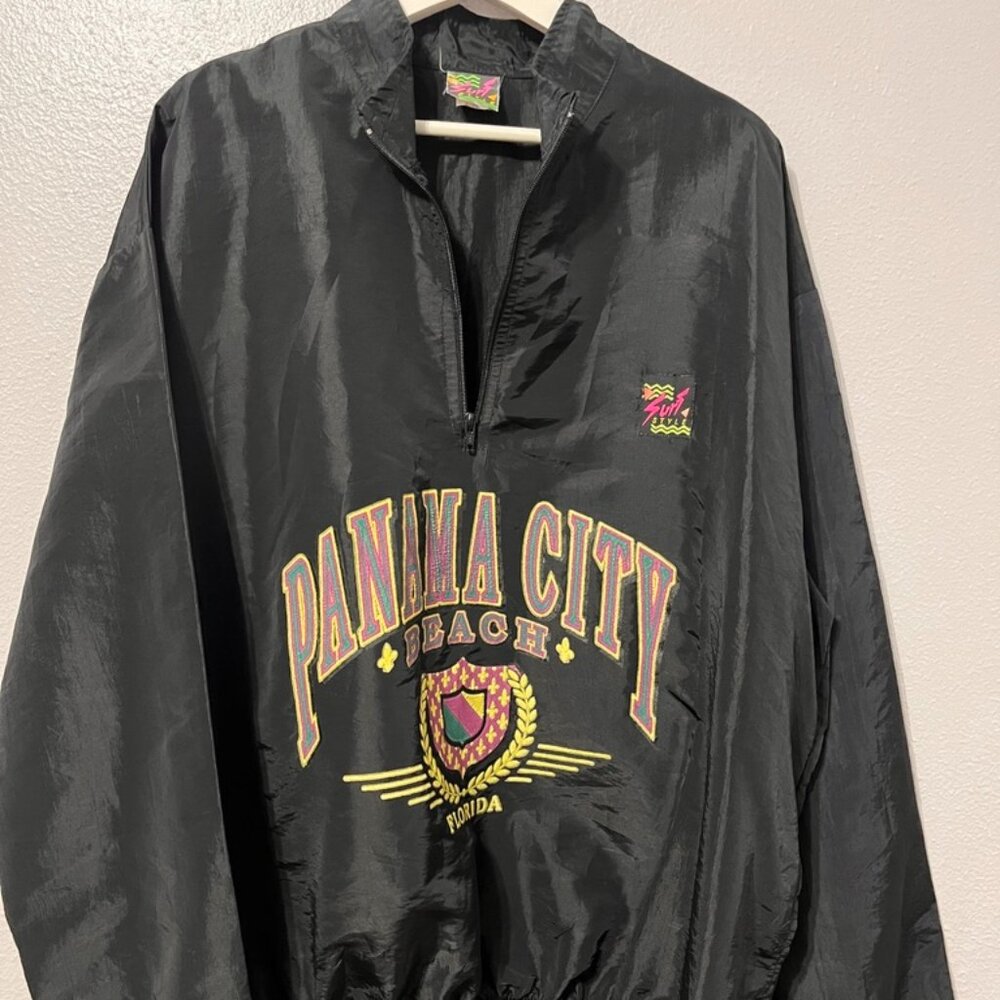 Vintage 90’s Surf Style Panama City Beach Florida Half Zip Windbreaker One Size